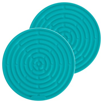 LE CREUSET 耐熱矽膠迷你隔熱墊  加勒比海藍  2個