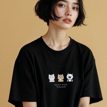 Essala T-Shirt 可愛貓咪圖案T恤 - Anka04