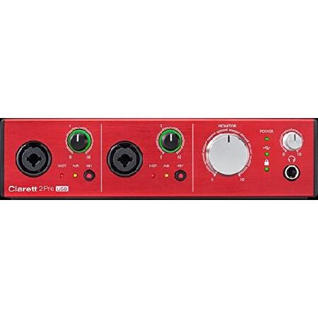 Focusrite CLARETT 2PRE 10-In 4-Out USB Interface With Clarett Mic Preamps and Very Low Latency with Audio Technica AT2020 Cardioid Condenser Microph