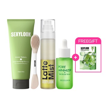 99購物節♥【SEXYLOOK 西西露】綠番茄毛孔緊緻3件組(洗面乳150ml+奶蓋噴霧120ml+緊緻精華35ml)+贈PDRN復活草面膜X1盒