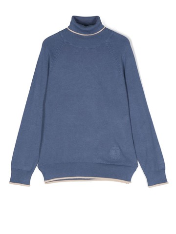 TRUSSARDI JUNIOR - roll-neck long-sleeve jumper - kids - Nylon/Viscose - 12 yrs - Blue
