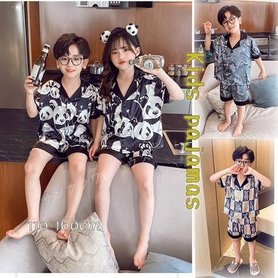 子供パジャマ キッズ 夏 半袖 ルームウェア 女の子 男の子 兄妹 部屋着 上下セット 前開き 寝巻き シルク風 涼しい ゆったり おしゃれ 着やすい 可愛い 姉弟 通販 Lineポイント最大get Lineショッピング