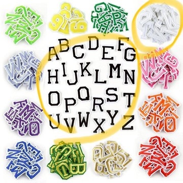 【哈狼族】服飾輔料/刺繡布貼/EMd/12色英文字母-黑色白色下單區 多色英文字母高約5CM刺繡燙布貼背膠補丁貼繡花標