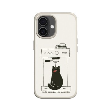iPhone 16 SolidX 貝殼灰 - ilovedoodle (Lim Heng Swee) - Coffee Cat: 多點濃縮，少點憂鬱