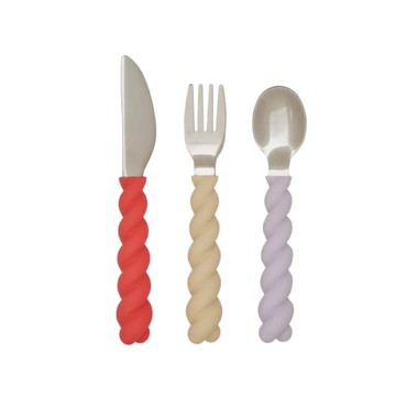 丹麥 OYOY Mellow 捲心造型兒童餐具組-繽紛莓果