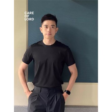 CAREOFLORD 80支夏季男士基礎簡約涼感長絨棉圓領短袖T恤半袖2293