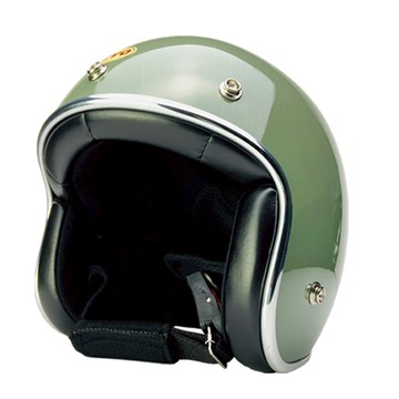 EVO 精裝銀邊款復古騎士安全帽 附冰絲面罩 顏色隨機  M(頭圍57~60cm)  乳綠