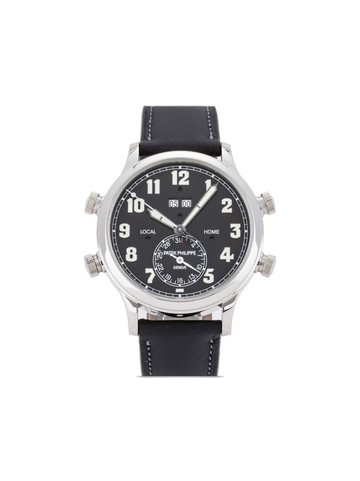Patek Philippe - 2022 pre-owned Grand Complications 42mm - men - Calf Leather/Sapphire Crystal/Platinum - One Size - Black