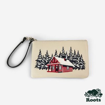 Roots 小皮件- LARGE ZIP 零錢包-牡蠣灰