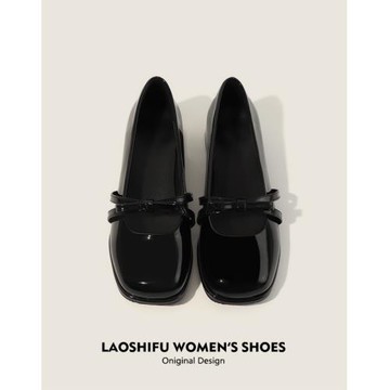 淺口瑪麗珍鞋2025春夏新款法式方頭蝴蝶結仙女風溫柔粗中跟單鞋女