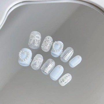 ✨台灣出貨✨【送贈品】純手工穿戴甲批發春夏簡約小清新顯白可愛ins風可拆卸成品穿戴甲