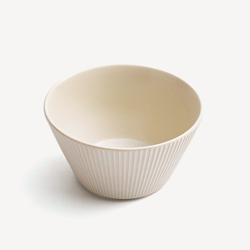 WAGA 簡約條紋 12cm 陶瓷碗｜奶油白｜單品