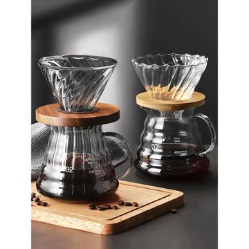 咖啡壺手沖咖啡濾杯玻璃分享壺套裝冷萃杯美式滴漏壺帶刻度過濾器