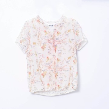 CLL巧玲瓏 繽紛花草雪紡短袖上衣 2653306