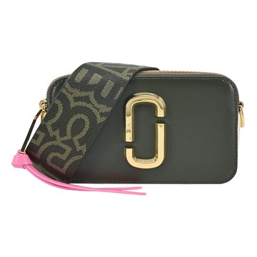 MARC JACOBS SNAPSHOT 防刮撞色雙層斜背/相機包-綠/粉