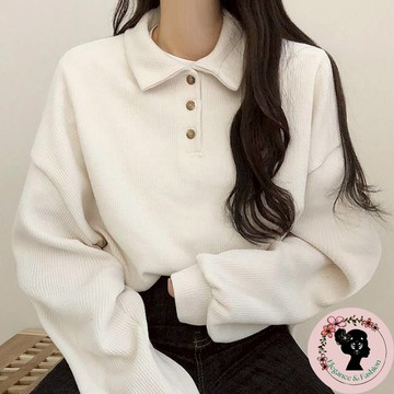 現貨👚POLO領上衣 翻領長袖上衣 女裝 寬鬆上衣 顯瘦上衣 長袖t恤 長袖上衣