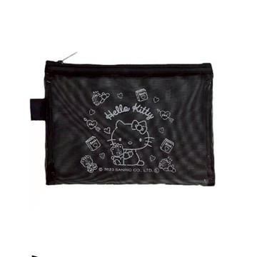 Hello Kitty 網紋小物收納袋  黑色  1個
