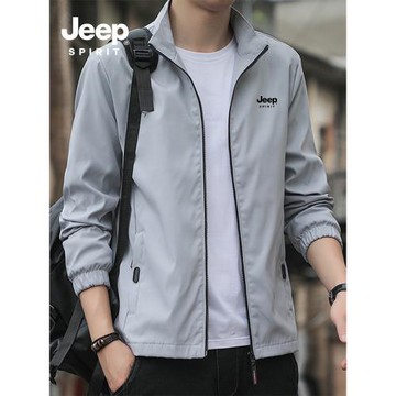 JEEP外套男春秋季新款休閑寬松潮牌衣服秋冬加絨加厚立領夾克男裝