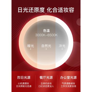 網易嚴選臺式日光梳妝高清化妝鏡帶燈隨身鏡