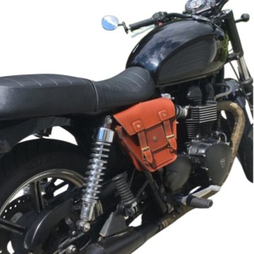 TRIUMPH (復古棕) 真皮側袋適用於 T100, T120, Street Twin, Thruxton R