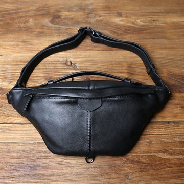 休閒男士胸前包 真皮斜挎包