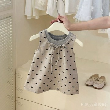 【店鋪熱銷】2025女童春鞦夏季蝴蝶結背心裙子寶寶洋氣公主裙時髦【Hi！Kids】