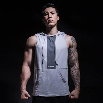 連帽背心男運動服夏季寬鬆透氣坎肩T恤無袖健身衣【聚物優品】