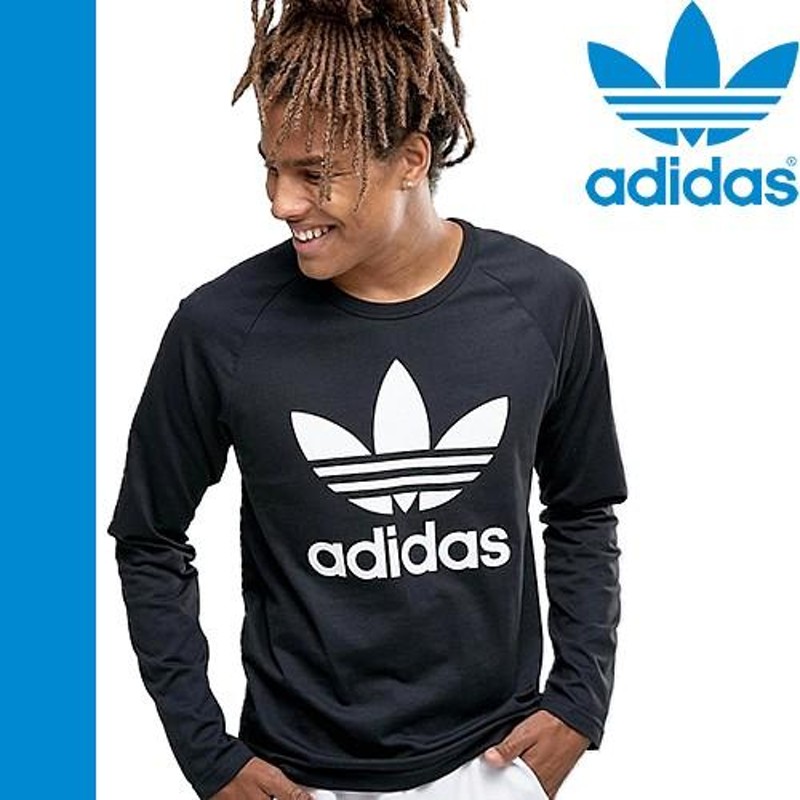 adidas originalsロンT長袖Tシャツ ブラック黒　袖ロゴ