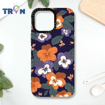 TRON IPHONE 16 PRO MAX 平塗手繪花朵E款 MAGSAFE 磁吸 防摔 太空殼 透黑 手機殼