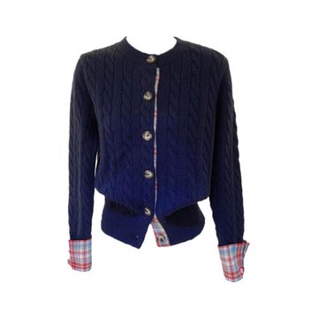 學院風格子拼接圣誕節穿搭紅色毛衣開衫女秋冬加厚慵懶風針織外套