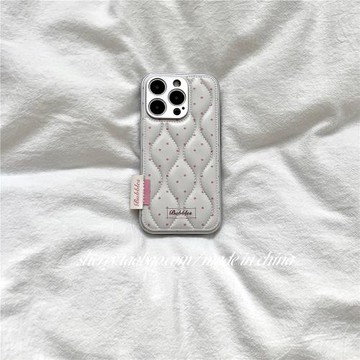 SHERRY*ins風電鍍銀白羽絨粉色波點適用于蘋果17ProMax手機殼iPhone16Pro小眾少女心15簡約14高級13溫柔清新
