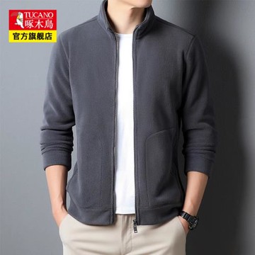 啄木鳥搖粒絨夾克男士秋冬季新款寬松休閑百搭加絨保暖茄克衫外套