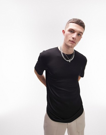 Topman oversized rib t-shirt in black