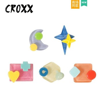 CROXX 撞色幾何洞洞鞋配飾 裝飾扣卡扣diy高級感適配Cross/Crocs