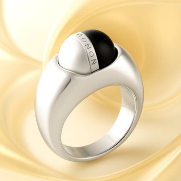 MONT BLANC 萬寶龍 雙面轉動寶石寬版純銀戒指-48號