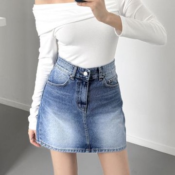 正韓短裙 貓刷牛仔短裙DOB0887-創翊韓都