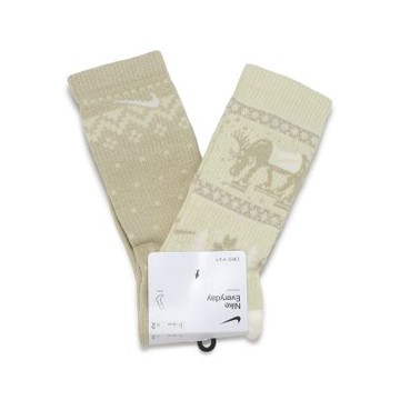 Nike 休閒襪 Everyday Plus 米色 卡其 聖誕風 長襪 中筒 兩雙入 HV6939-902