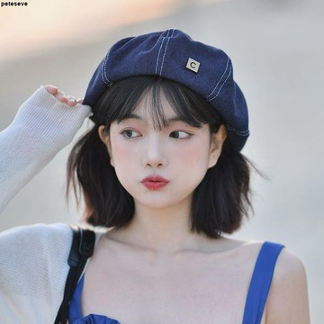 【酷辣妹貝雷帽】新款八角帽 秋冬貝雷帽 女 蓓蕾帽 牛仔 大頭圍 圓臉顯臉小 畫家帽 帽 帽子 辣妹 大頭圍帽子 紅色帽