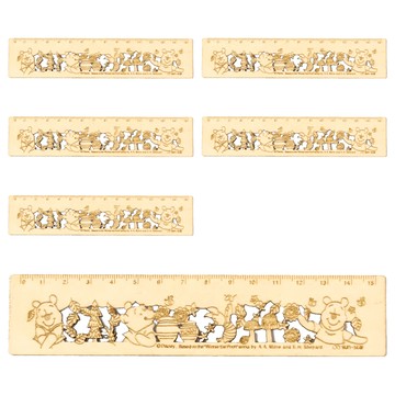 sun-star 維尼 百畝森林系列木質鏤空15公分尺 16 x 3.5cm  維尼小豬綠  6個