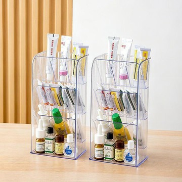 ⚡️本島直出⚽️藥膏收納盒分格透明小樣軟膏藥品整理神器桌面家用管狀藥膏置物架