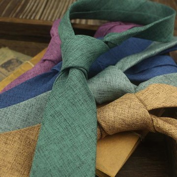 6CM窄版純色職業仿亞麻個性領帶