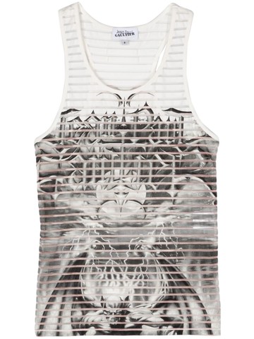 Jean Paul Gaultier - The Black Diablo striped tank top - women - Cotton/Polyamide/Elastane - L