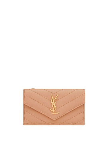 Saint Laurent - Cassandre leather cardholder - women - CALFSKIN - One Size - Neutrals
