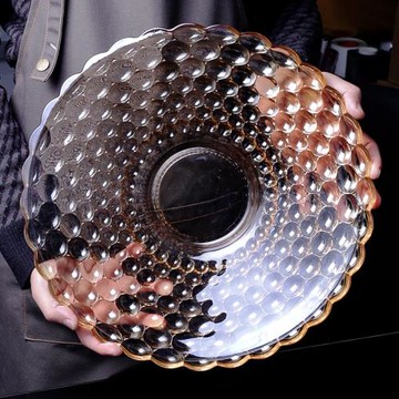 創意珠點水晶玻璃水果盤客廳茶幾家用KTV大號果盤酒店商用擺放盤