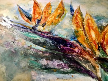 天堂鳥花原版水彩畫玉坡紙