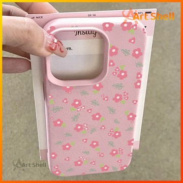 蘋果16promax 手機殼粉花綠葉小清新iPhone 15新款14 13 12 11 7P8P手機保護套xs xr創意