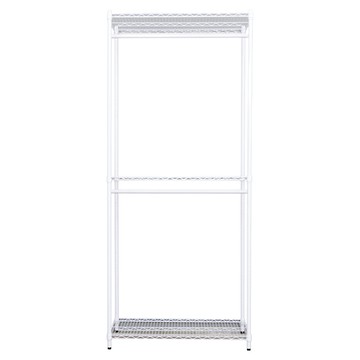 dayneeds 日需百備 荷重型 烤漆三層雙桿衣櫥 置物架/掛衣架/收納架/層架/鐵架  90 x 45 x 210cm  白色