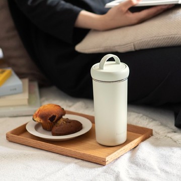 【孔雀Peacock】400ML 手提式 保溫杯/咖啡杯 (上蓋可拆洗)白