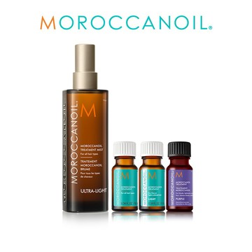 【STARBRANDS】MOROCCANOIL 摩洛哥優油噴霧100ML+優油明星體驗組(優油10ML+輕優油10ML+紫色優油10ML)  ★附MOROCCANOIL紙袋