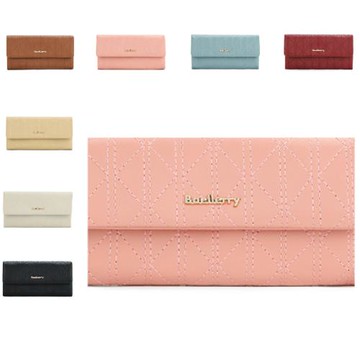 Jpqueen 菱格繡線女款多卡位長夾皮夾錢包手腕包(7色可選)